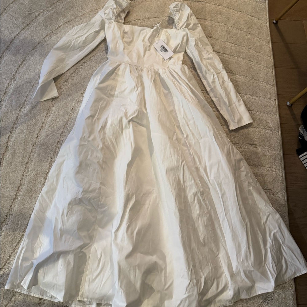 BNWT Size 0 Reformation Elly White Flared Midi Dress - Picture 3 of 6